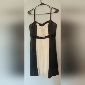 Black & Cream Phoebe Couture Midi Dress